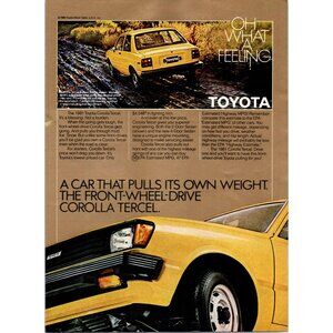 1981 Toyota Corolla Tercel 2 Door Sedan Vintage Print Ad Dirt Road Mud Wall Art